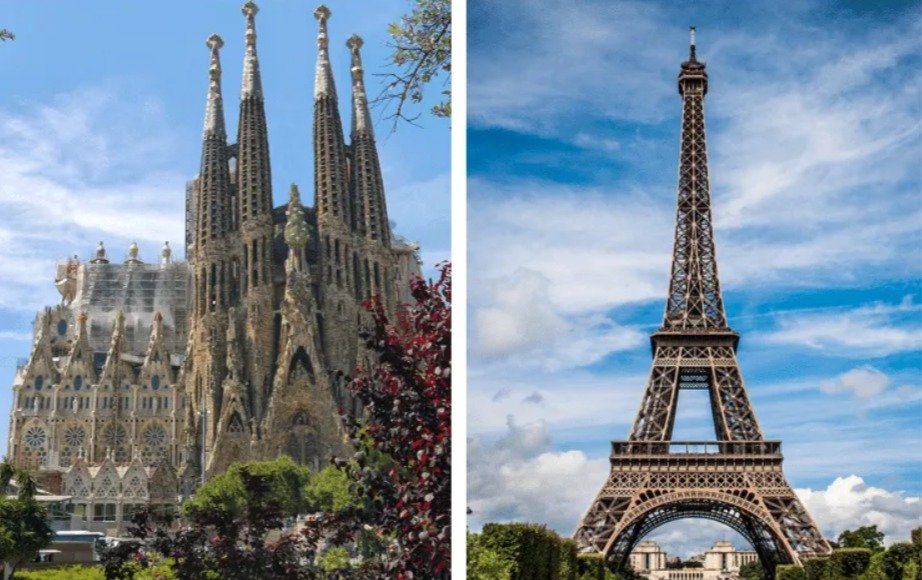 ¿Torre Eiffel o Sagrada Familia? Así se comparan los monumentos más altos de Europa